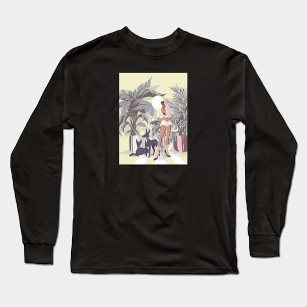 Walking the dogs Long Sleeve T-Shirt by Natalie Shaw Illustration